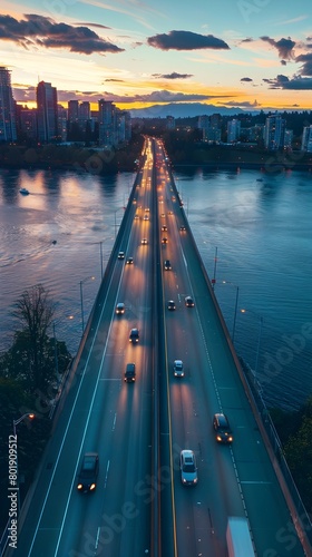 Sunset Cityscape with Busy ...