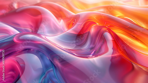 Mesmerizing 3D Abstract  Vibrancy in Fluid Chrome Reflections