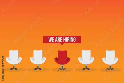 Business banner with empty chairs and text we are hiring