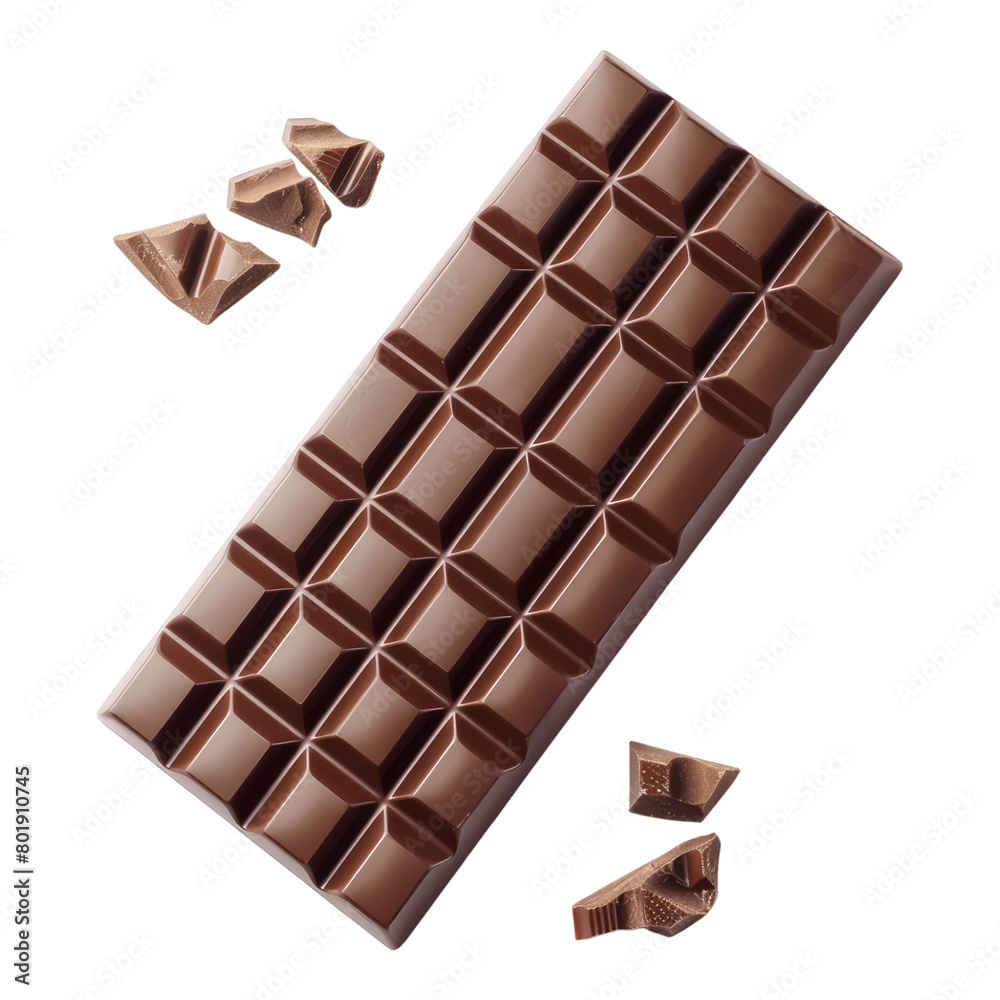 Obraz premium Photo of chocolate bar isolated on transparent background