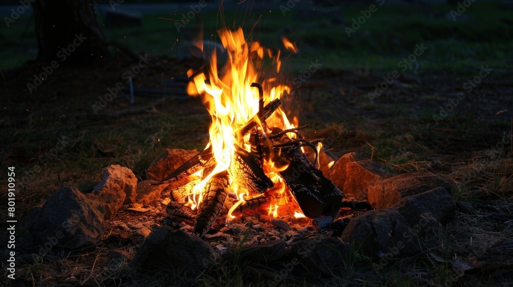 The crackle of the fire mixes with the sound of crickets in the distance. The crackle of the fire mixes with the sound of crickets in the distance.