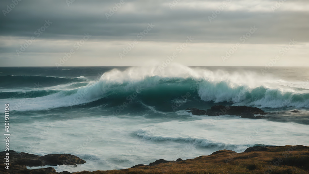 Serene Ocean Waves at Shoreline Serene Ocean Waves at Shoreline