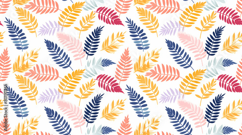 Colorful simple seamless vector pattern with hand drawn leaves photo