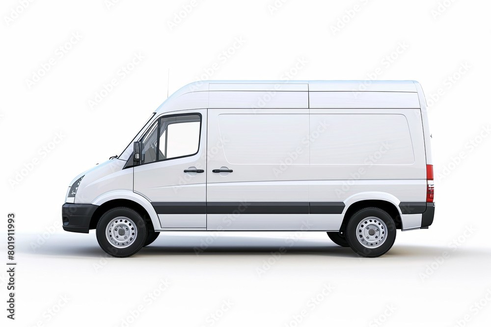 Delivery van side view isolated on a white background
