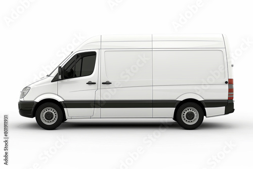 Delivery van side view isolated on a white background 