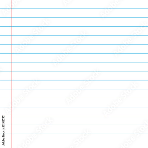 Blank loose leaf notebook paper background. Realistic line paper note. Notebook paper with lines design. Blank notebook paper sheet with lines vector illustration design.11.55.