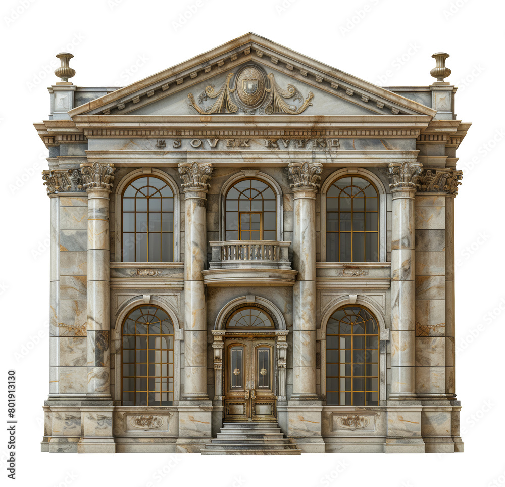 Marble Classic Architecture Building Facade, cut out - stock png.