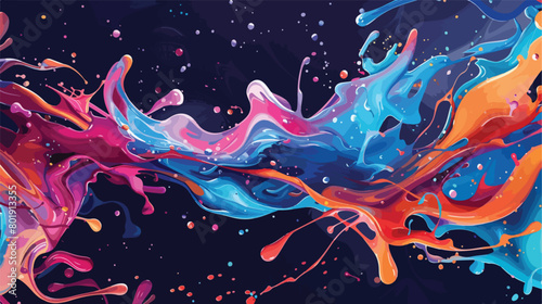 Abstract splash of paints on dark background Vector illustration