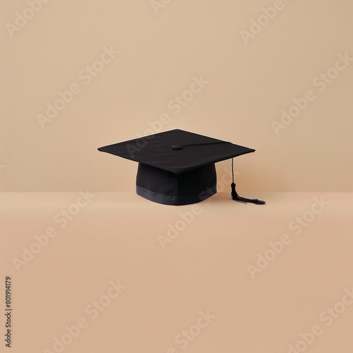 graduate cap on a beige background.