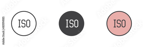 ISO sensitivity photo camera mode different style icon set