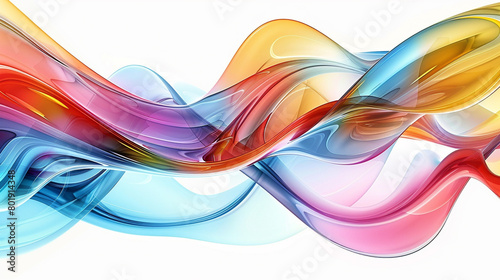  Waves of color wash over a multicolor abstract glass background, creating a mesmerizing visual display against a pristine white backdrop