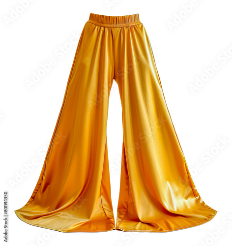 Modern orange palazzo pants with elegant drape, cut out - stock png. photo