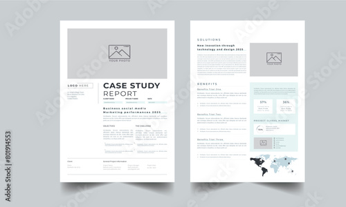  Case Study Report, Project Case Study, Business Case Study Layout with 2 Page design Accents Template photo