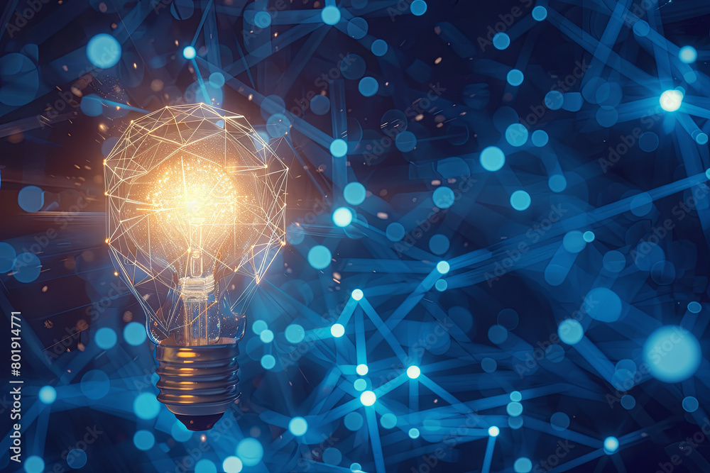 Technology network with lamp digital blue background creative idea concept
Technology network with lamp digital blue background creative idea concept