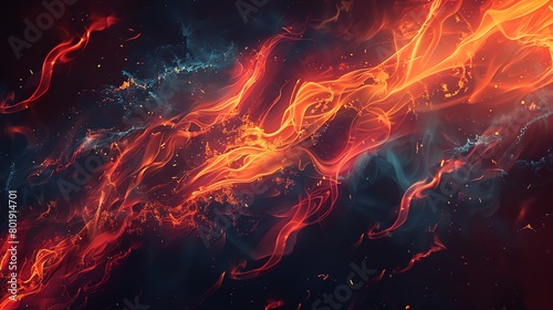 Craft a striking digital artwork featuring a close-up of a fiery flame at an unconventional tilted angle photo