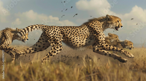 Savanna Symphony: The Agile Dance of Cheetahs in Pursuit