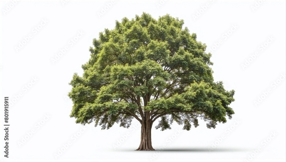 Isolated single big tree on white background with clipping path