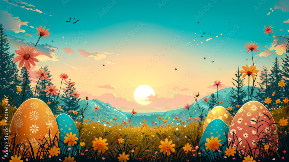Happy Easter, Easter background, festive Easter greeting card.
