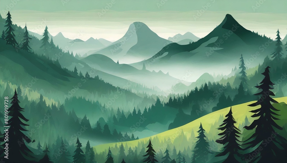 Fototapeta premium majestic mountain with the fog and mist in a forest