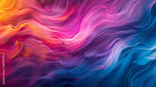 Witness the hypnotic allure of fluidic motion as vibrant colors converge to form a captivating gradient wave. photo