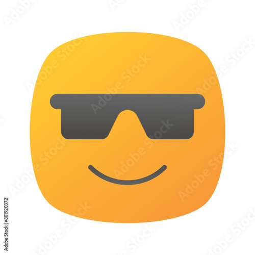 Glasses on emoji face showing concept icon of cool emoji, proud emoji