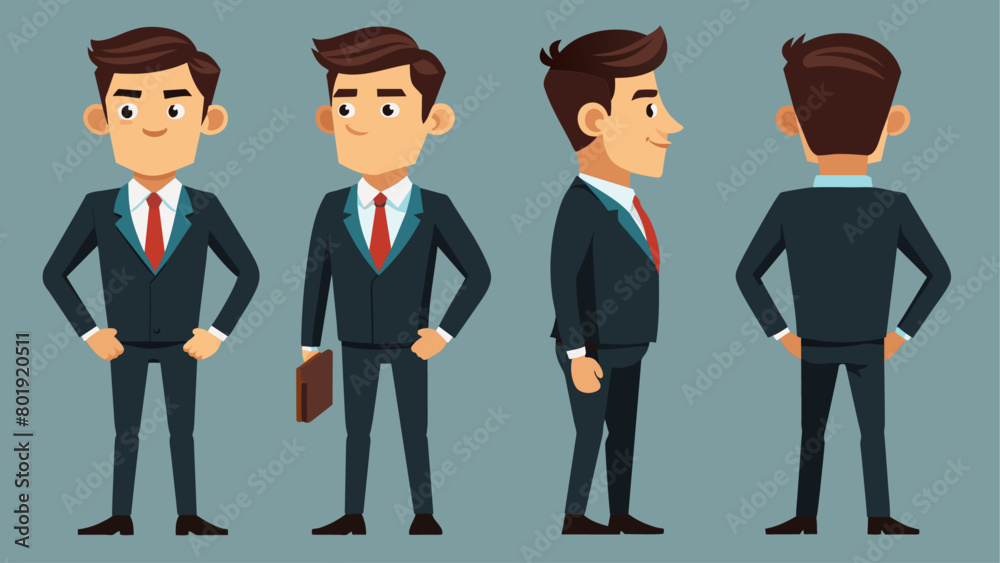 Business man character from different angles