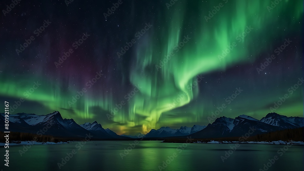 aurora borealis over the lake Aurora Dreams Premium 8K Background