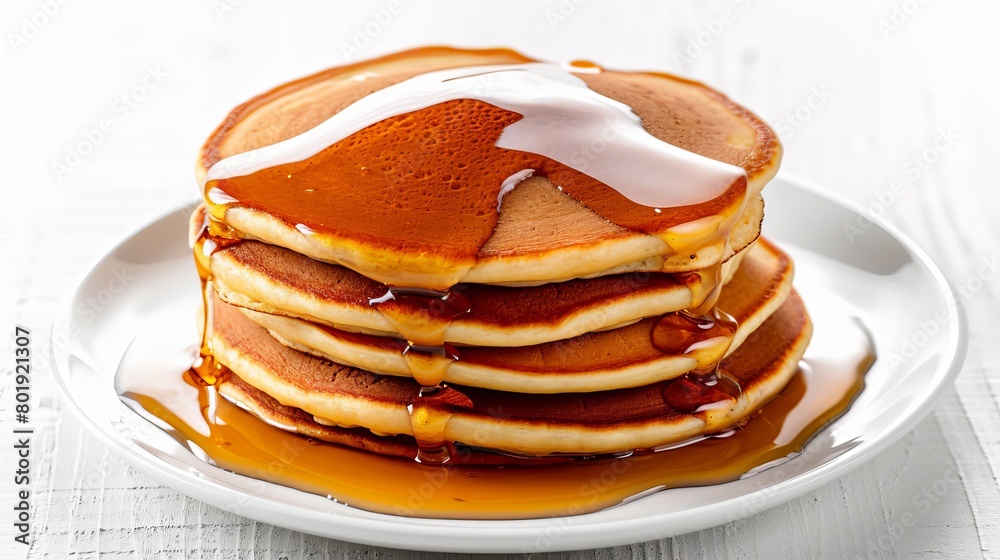 Delicious breakfast, pancakes with butter and sweet syrup. Delicious breakfast, pancakes with butter and sweet syrup.