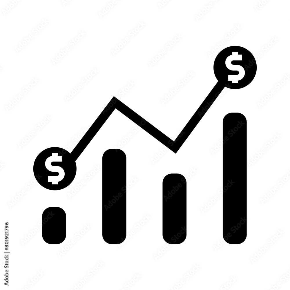 Dollar exchange rate chart icon in glyph style. Dollar exchange rate bar graph icon. Icons about banking and finance in glyph style Dollar exchange rate chart icon in glyph style. Dollar exchange rate bar graph icon. Icons about banking and finance in glyph style