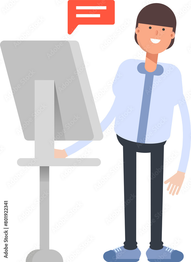 Businessman Character Working on Computer
Businessman Character Working on Computer