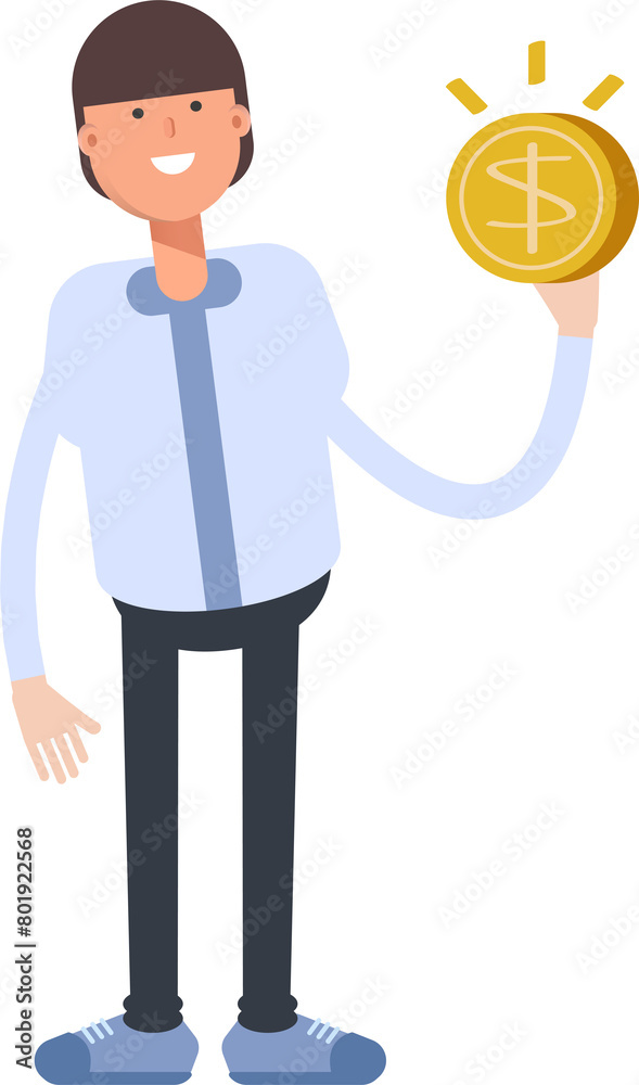 Businessman Character Holding Dollar Coin
Businessman Character Holding Dollar Coin