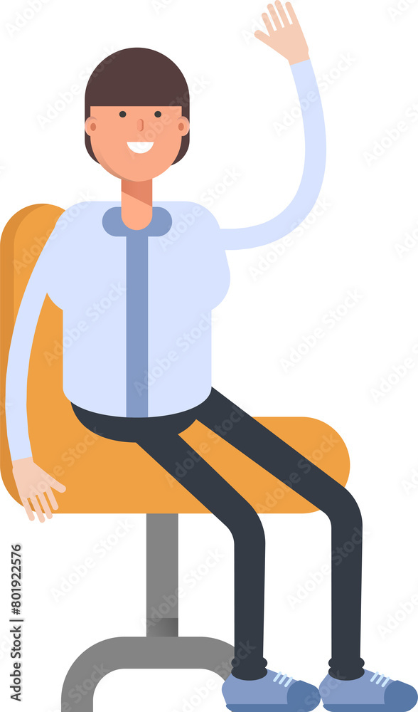 Businessman Character Sitting on Chair
