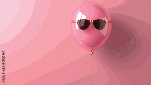 Balloon with stylish sunglasses on color background Vector