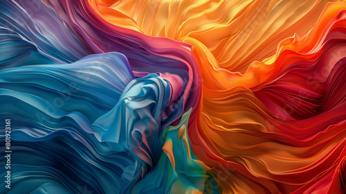 Witness the dynamic convergence of colors  intertwining to create a hypnotic gradient wave of vivid intensity.