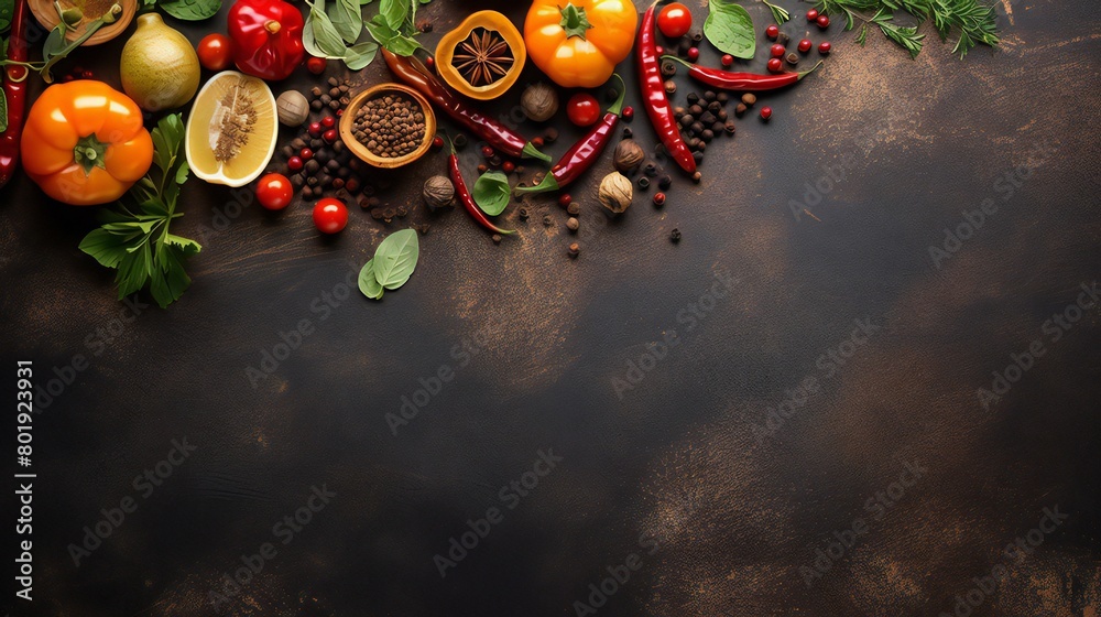 Background of Food. preparing food. Against the previous backdrop. No cost copy space. top view
