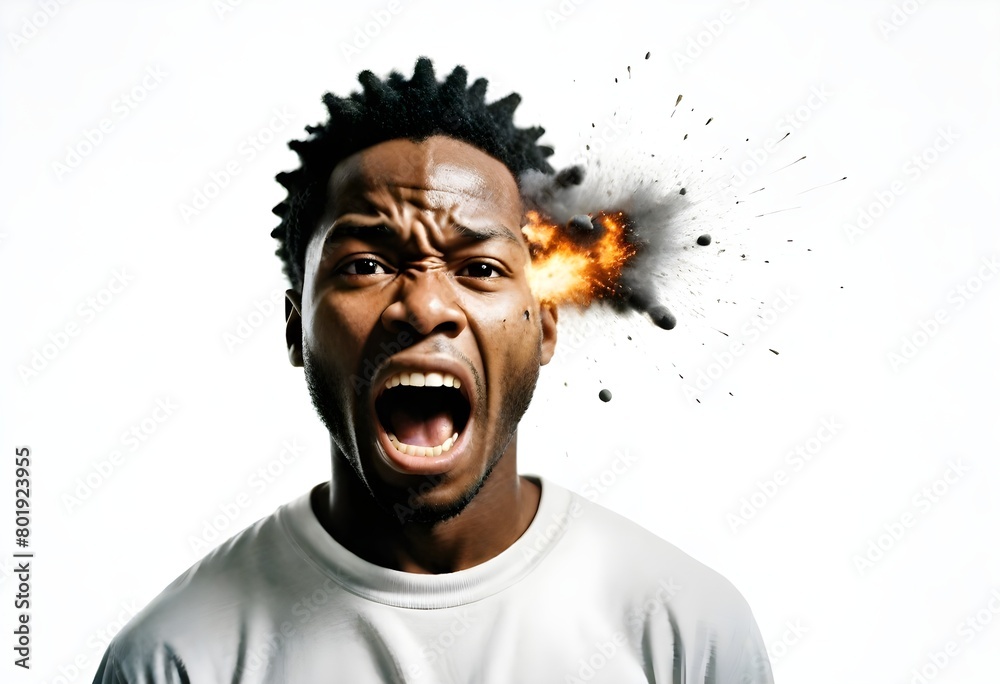 Astonished african american black man with his mind blown by revelations.