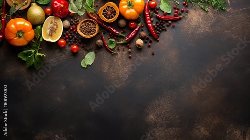 Background of Food. preparing food. Against the previous backdrop. No cost copy space. top view photo