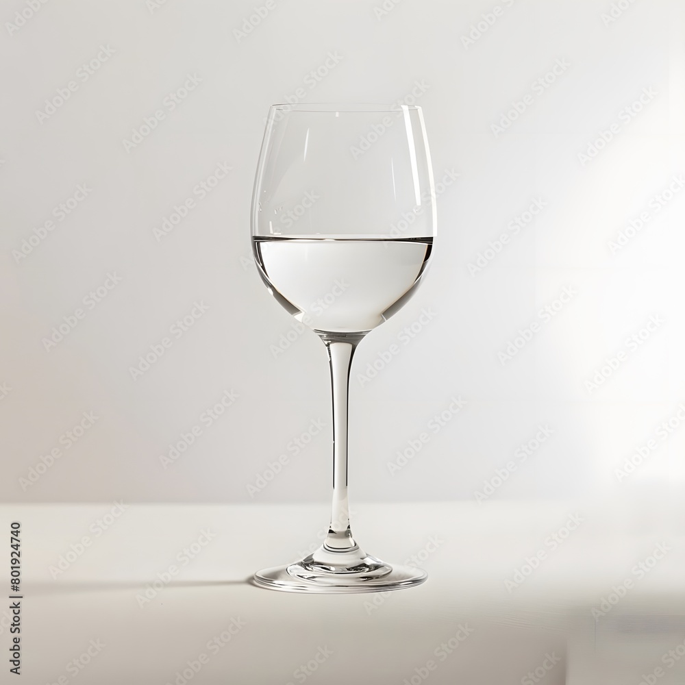 A glass of clear water on a white background, symbolizing purity and refreshment.