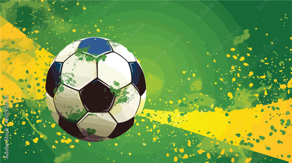 Soccer ball over brazil flag background vector illustration