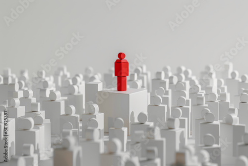 Wallpaper Mural Red figure stands out among white figures in a crowd Torontodigital.ca