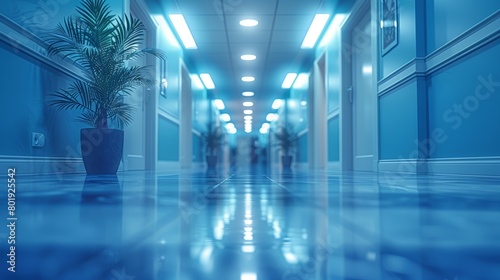 Luxury Hospital Corridor Background Generative AI