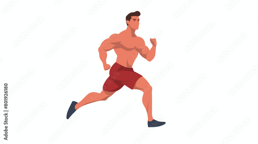 Sport man with thin body wear red underwear doing exercise