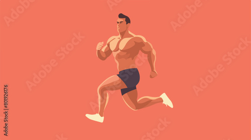 Sport man with thin body wear red underwear doing exercise