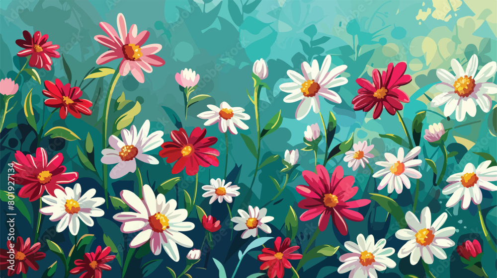 Beautiful blooming flowers on color background Vector