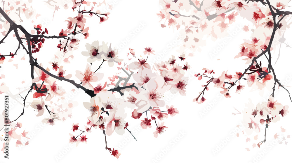 Beautiful blossoming branches on white background Vector