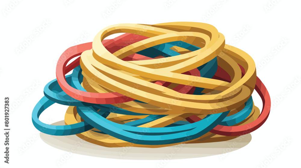 Stacks of elastic rubber bands on white background vector