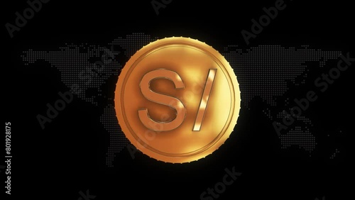 Golden Peruvian sol Currency symbol golden Peruvian sol currency sign photo