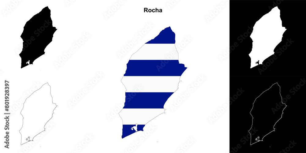 Rocha department outline map set