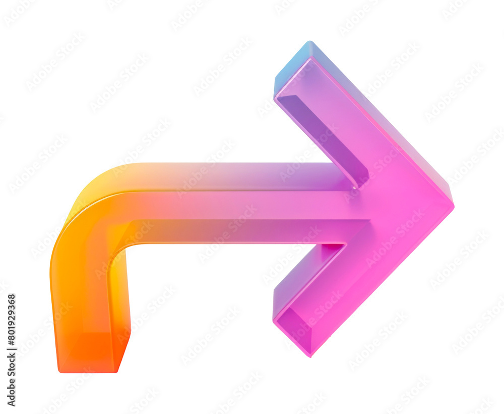 Gradient arrow icon in pink and orange, cut out - stock png. Gradient arrow icon in pink and orange, cut out - stock png.