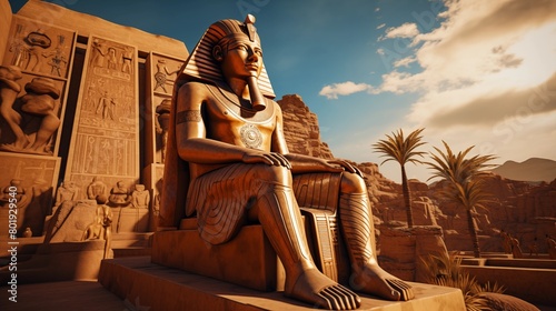 Egyptian pharaoh sitting in background photo